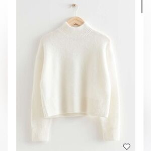 & Other Stories Cropped Mock Neck Cream Wool Sweater